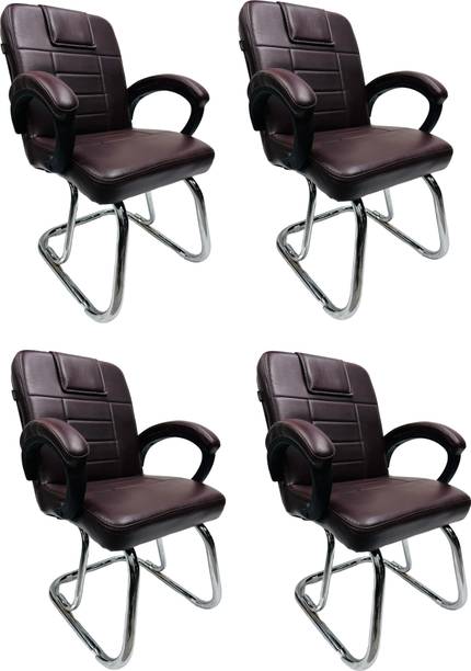 APPLE FURNITURE Office Chair Visitor Study Desk Chair Made of Heavy Steel Frame Leatherette Office Arm Chair