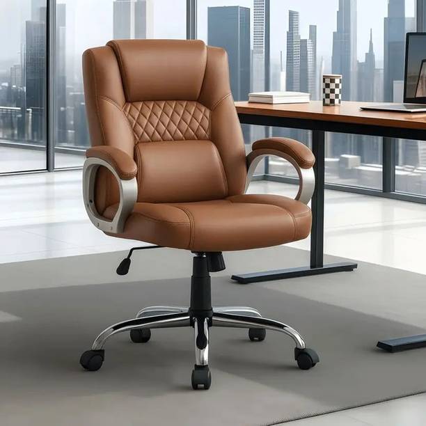 FD Furnituredeal 3 Year Warranty | Revolving | Mid Back | Ergonomic | Home & Office Leatherette Office Adjustable Arm Chair