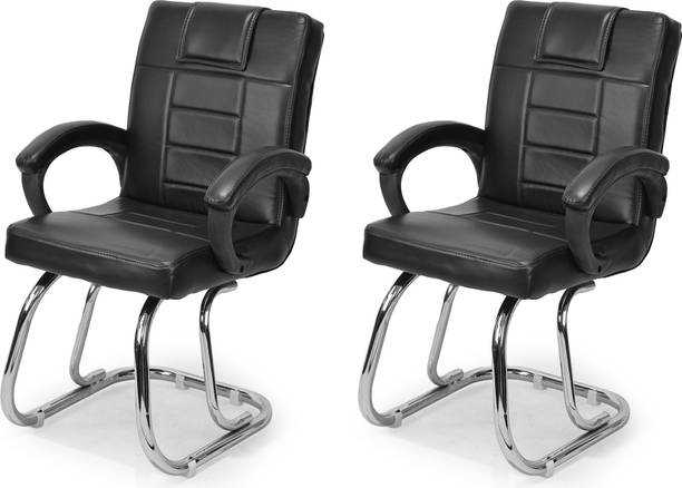 KITHANIA Ergonomic Visitor/Study/Office Home Reception Chair padded arms, carry 125 kg Leather Office Executive Chair