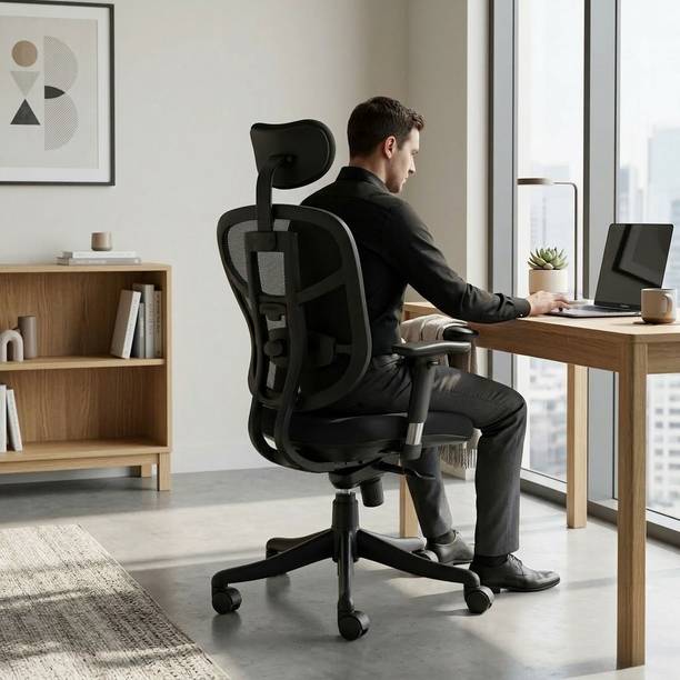 OUTAREA Ergonomic Office Chair Mesh Back with Wheels Adjustable Height Support Mesh Office Adjustable Arm Chair