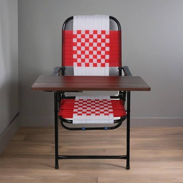 FURNIMAX Folding Study Chair Nylon Heavyduty Niwar Patta Strips & Adjustable Writing Pad Nylon Study Folding Chair