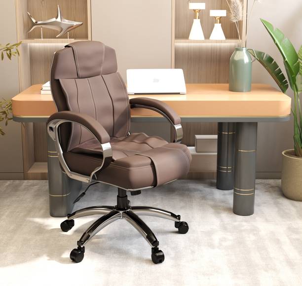 GARGHANDICRAFTS Ergonomic Mid-Back Chair with Cushioning/Adjustable seating Office Chair Nylon Office Arm Chair