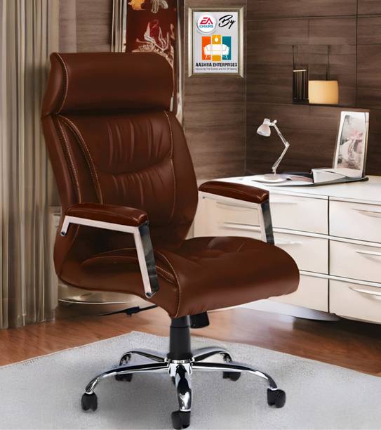 AASHRA ENTERPRISES E.A L-42 Hybrid Back Boss Chair For Extra Comfort High Density Premium ERGONOMIC Leatherette Office Stacking Chair