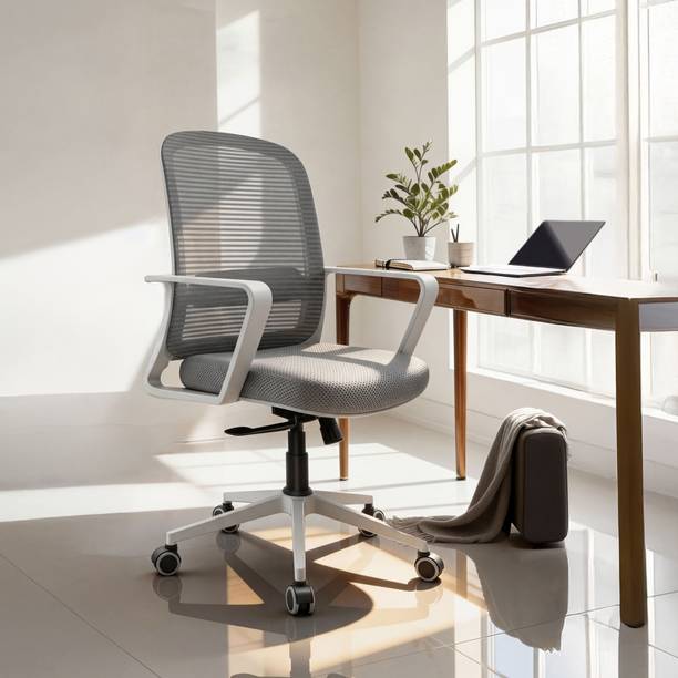 SEATFIT Ergo-Premium Mid-Back Mesh Office Chair with Adjustable Lumbar Support Fabric Office Arm Chair