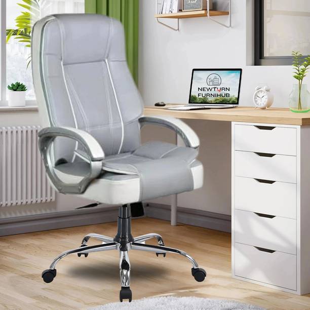 Newturn Creta Premium High back Leather office chair with 3 Years warranty Leather Office Adjustable Arm Chair
