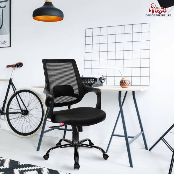 Rose Designer Chairs Mono | 3-Years Warranty Included | Mid-Back Ergonomic Office Chair | Revolving| Mesh Office Arm Chair