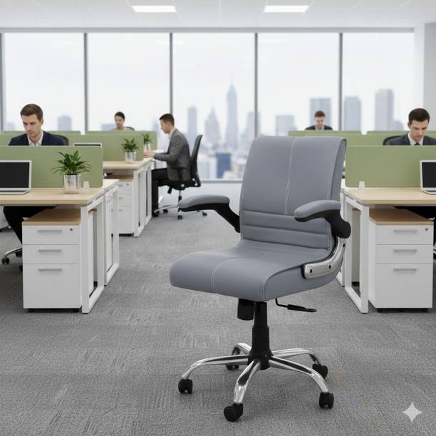 CLASSELA MAXSON mid back Adjustable handle Leather revolving chair with 2 years warranty Leather Office Adjustable Arm Chair