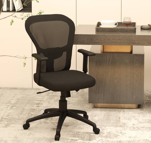 GARGHANDICRAFTS Desk Ergonomic Mid-Beck Chair with Breathable Mesh/Lumber Support Office Chair Nylon Office Adjustable Arm Chair
