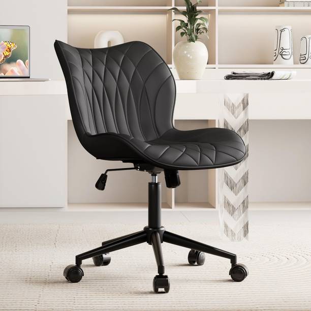 FD Furnituredeal 3 Year Warranty Armless Desk Chair Comfy Office Chair with Wheels Leatherette Office Executive Chair