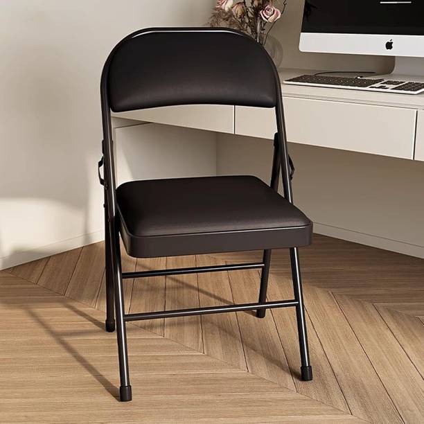 FURNIMAX Folding Study Chair With Cushion Leather Study Folding Chair