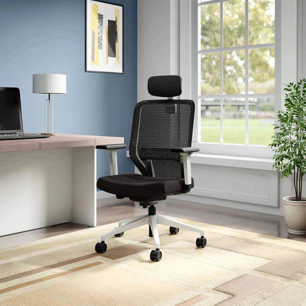 Interio by Godrej Greta High Back Fabric Office Executive Chair Black, Knock Down