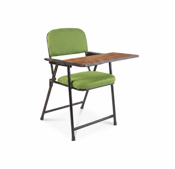FURNIMAX Folding Study Chair With Cushion & Adjustable Writing Pad Cotton Blend Study Arm Chair