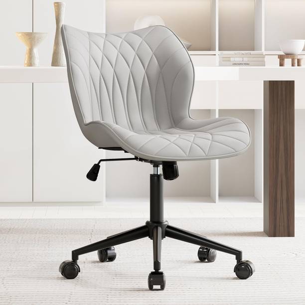 FD Furnituredeal 3 Year Warranty Armless Desk Chair Comfy Office Chair with Wheels Leatherette Office Executive Chair