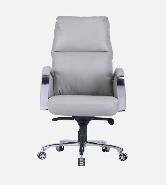 ardasinterior Ergonomic Grey Leatherette Executive Chair Leatherette Office Adjustable Arm Chair