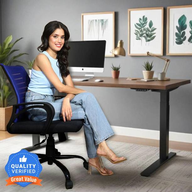 Seventh Heaven Blaze Ergonomic Mid Back Chair with Lumbar Support, Armrest Fabric Office Arm Chair