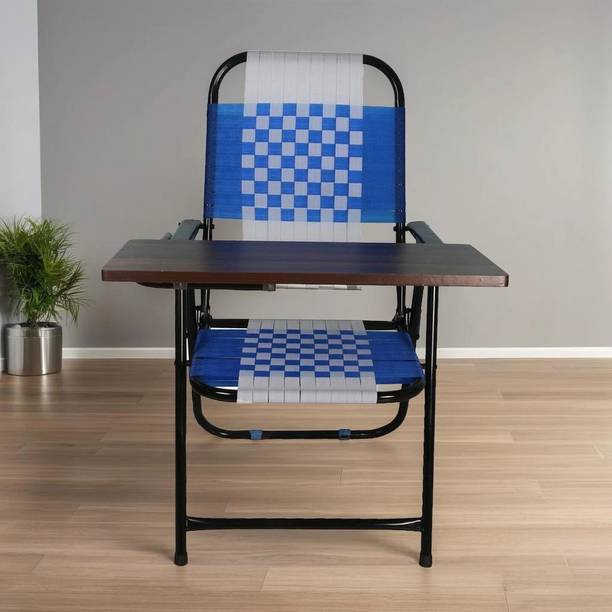 FURNIMAX Folding Study Chair Nylon Heavyduty Niwar Patta Strips & Adjustable Writing Pad Nylon Study Folding Chair