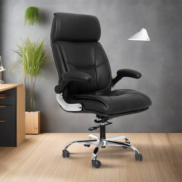 Oakcraft High Back office Leatherette with extra comfort & spacious adjustable Arm Leatherette Office Adjustable Arm Chair
