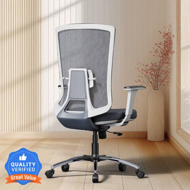 CRATVZ FEDO Medium Back Ergonomic Chair with 3 Years Warranty, Home Desk Office Chair, Mesh Office Executive Chair