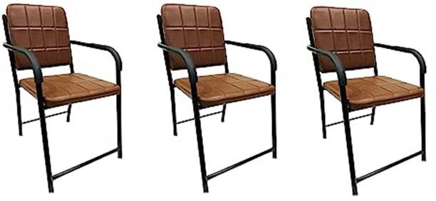 P P CHAIR Study home office Visitor Chair with Leather Cushion seat Back & Iron Frame Leatherette Office Arm Chair