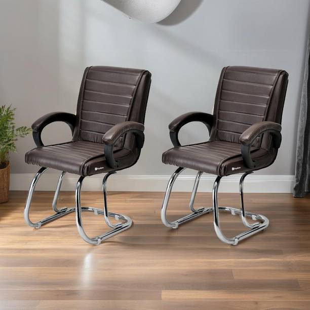 APPLE FURNITURE Luxury Chair Office Chair Visitor Study Desk Chair Made of Heavy Steel Frame Leatherette Office Arm Chair