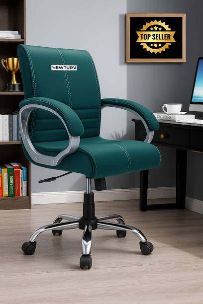 Newturn MAXSON Mid back Work from home/Office/study/desk(WFH) Leather Office Adjustable Arm Chair