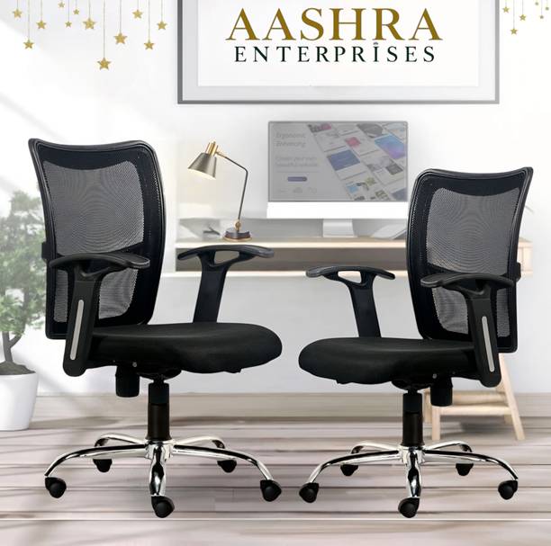 AASHRA ENTERPRISES E.A BRIO Mid Back Comfortable Fabric Office Executive Chair Multi Purpose Used Fabric Office Arm Chair