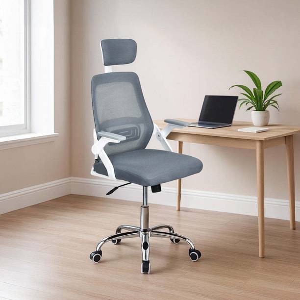 Nilkamal Vergo High Back Office Chair|Metal Base, Swing Arms|For Desk, Study| Fabric Office Arm Chair