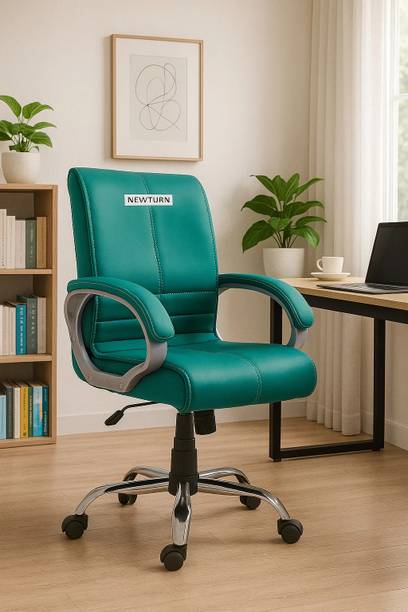 Newturn MAXSON Mid back Work from home/Office/study/desk(WFH) Leather Office Adjustable Arm Chair