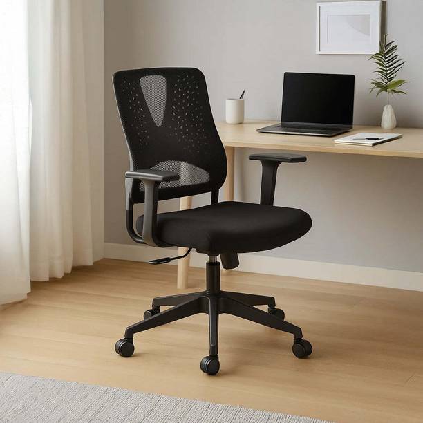 Nilkamal Enrich Mid Back Office Chair|Adjustable Height|Ergonomic Design|For Desk, Study| Fabric Office Arm Chair