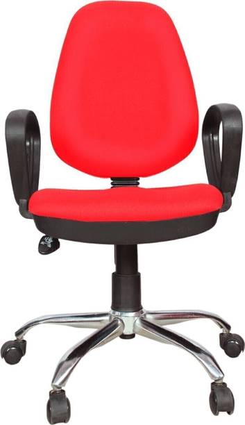 Rajpura 802 Cushioned Medium Back Revolving Chair with push back mechanism in Red Fabric Fabric Office Executive Chair