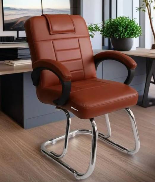 APPLE FURNITURE Office Chair Visitor Study Desk Chair Made of Heavy Steel Frame Leatherette Office Arm Chair