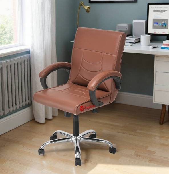 P P CHAIR Ergonomic Mid Back Home Office Study Reception Executive revolving Chair Leatherette Office Arm Chair