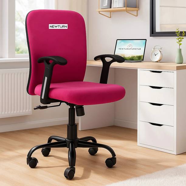 Newturn Rainbow Zebra Velvet Rexine office revolving Fabric Office Adjustable Arm Chair