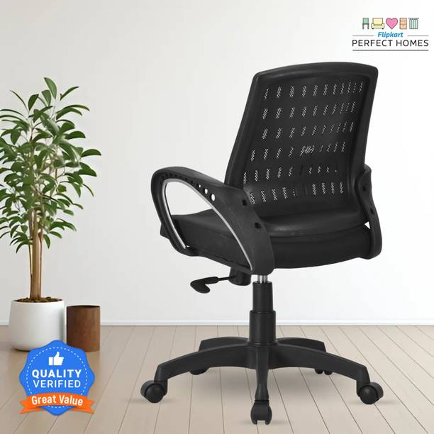 Flipkart Perfect Homes Neuvo Mid Back Chair | Ergonomic Office, Study, Revolving, Computer Chair Mesh Office Adjustable Arm Chair