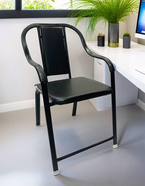 TARUN GRAMUDYOG cast iron visitor Chair without wheel for Home Office study reception Leatherette Office Arm Chair