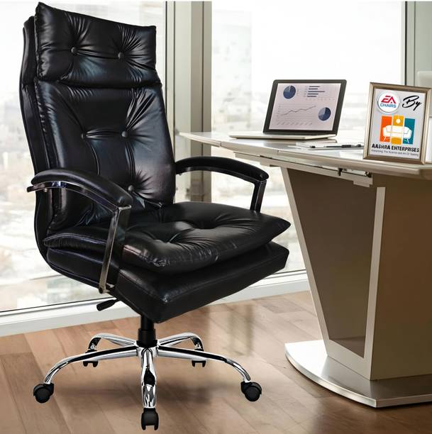 AASHRA ENTERPRISES E.A Elegant Z-90 Double Cushion High Back the Black Boss Leatherette Office Arm Chair