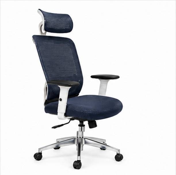 Luxaura furnitures Home & Office Mesh Chair with Fixed Handles - Comfortable Desk Chair Full-Grain Leather Office Adjustable Arm Chair