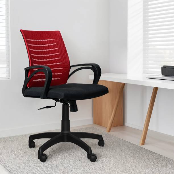Comfort Mantra Office Chair Mid Back Lumbar Support Armrest Fabric Office Adjustable Arm Chair