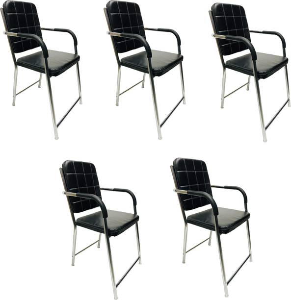 RATISON Office Visitor Chair with arm Rest with Steel Frame and Cushioned seat Back Leatherette Office Visitor Chair