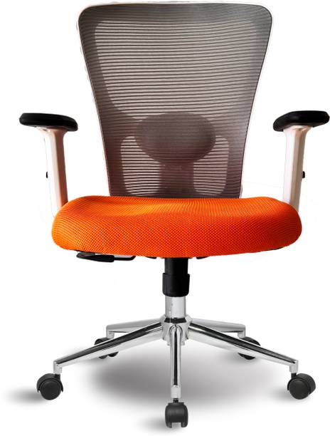 Finch Fox MB Back Swivel Height Adjustable Mesh Study Office Desk Chair in Grey & Orange Fabric Office Adjustable Arm Chair