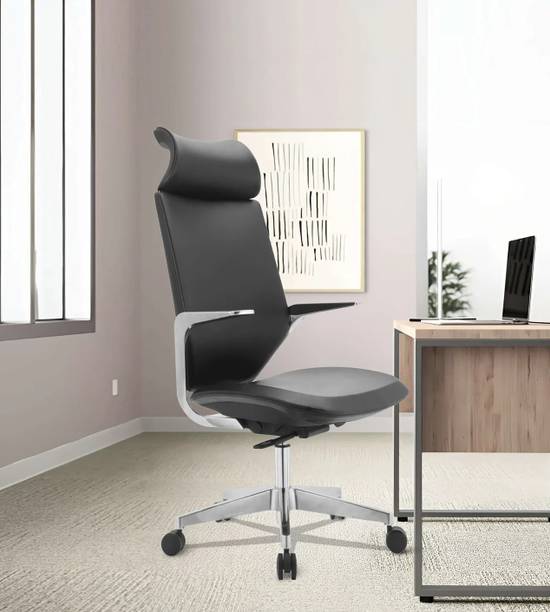 ardasinterior F1 Leatherette Executive Chair in Black Colour Cushion Leatherette Office Adjustable Arm Chair
