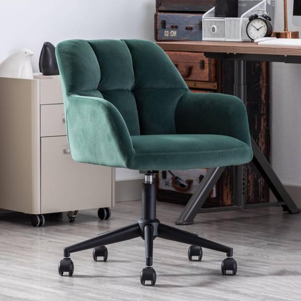 Finch Fox Battle Modern 360° Swivel Mid-Back Armrest Velvet Study Office Desk Chair Leatherette Office Adjustable Arm Chair