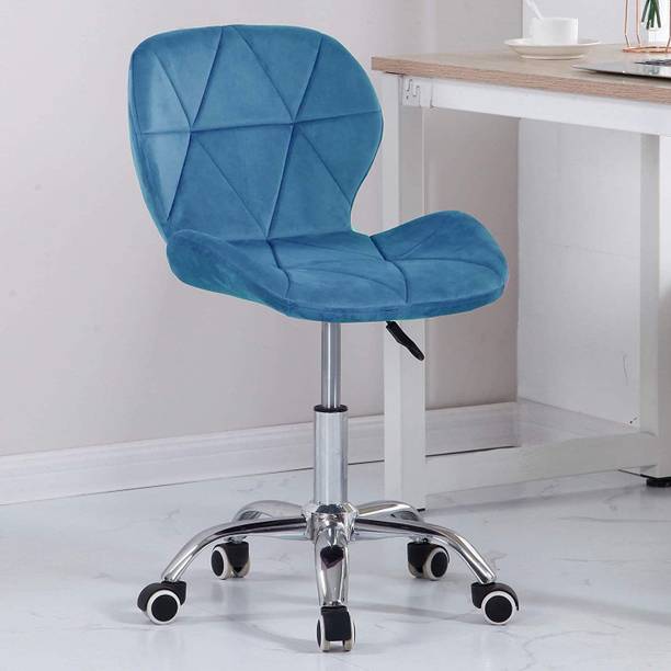 Finch Fox Height-Adjustable Velvet Office Study Desk Chair In Light Blue Color Linen Office Executive Chair
