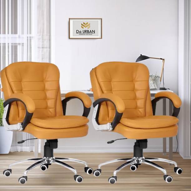 Da URBAN Milford Camel Revolving Set of 2 | Mid Back | Ergonomic | Home & Office | Leatherette Office Executive Chair
