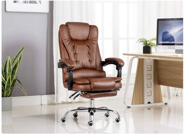Kepler Brooks Premium Recliner, Ergonomic Office Chair with Padded Arms & Leg Rest - Italia Leatherette Office Adjustable Arm Chair