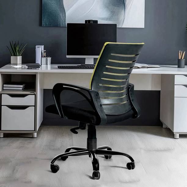 Seventh Heaven Blaze Ergonomic Mid Back Chair with Lumbar Support, Armrest Fabric Office Arm Chair