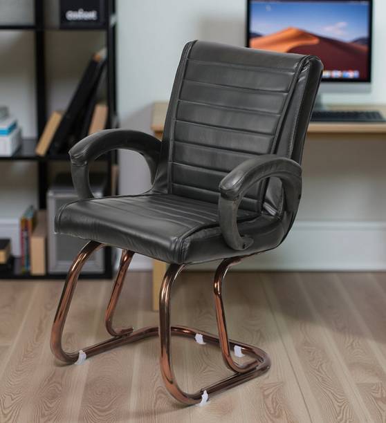 GOYALSON Home study Chair Stylish Ergonomic Design Chair With Copper Coated Frame Leatherette Office Visitor Chair