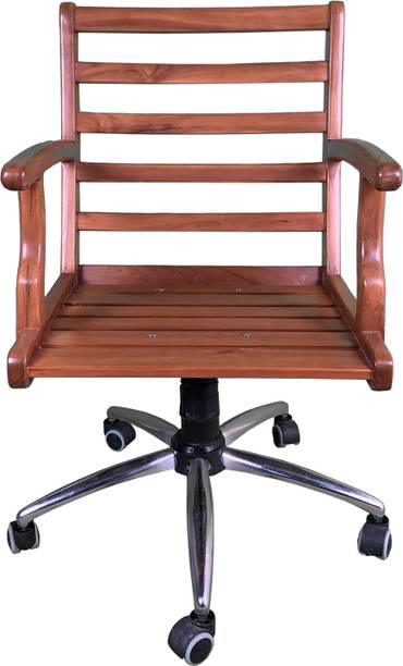 EPICS CRAFT Teak Full Wood Revolving Office Chair & Study Room Chair NA Office Adjustable Arm Chair