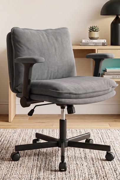 Drogo Criss Cross Legged Office Chair Work from Home with Flip-Up Armrest PU Leather Office Executive Chair