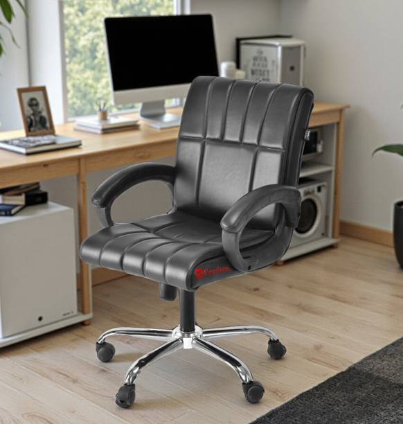 Goyal Steel & Furniture Industries Contemporary home office revolving Chair Comfortable with Cushion seat back Leatherette Office Conference Chair